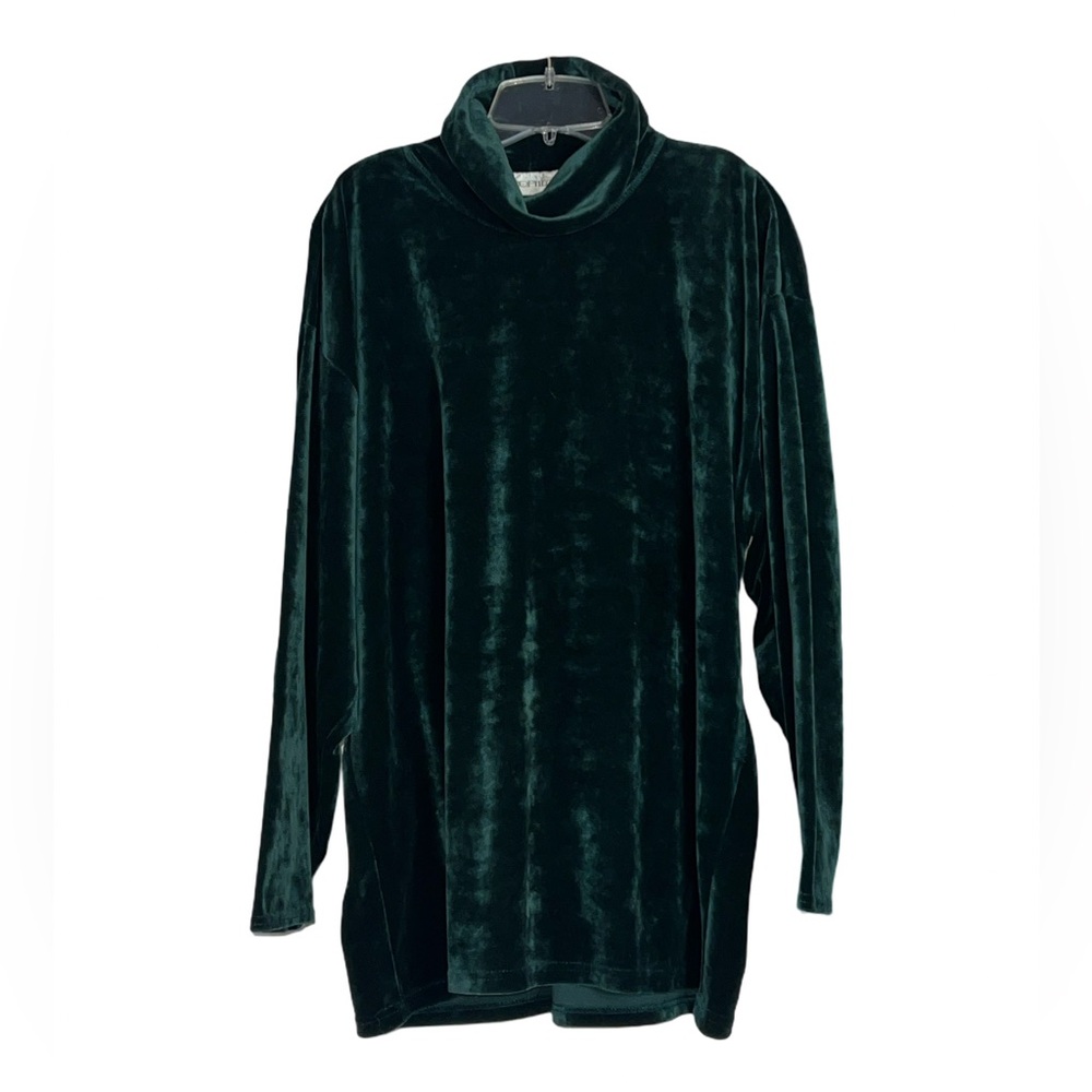 Prophecy Emerald Green Velour Velvet Cowl Neck Tunic Top Size XL